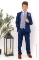 Boys Royal Blue & Grey Scroll Jacket Suit - Walter