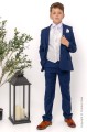 Boys Royal Blue & Ivory Diamond Jacket Suit - Myles