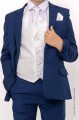 Boys Royal Blue & Ivory Diamond Jacket Suit - Myles