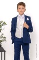 Boys Royal Blue & Ivory Diamond Jacket Suit - Myles