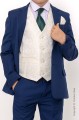 Boys Royal Blue & Ivory Suit with Dark Green Tie - Walter