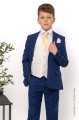 Boys Royal Blue & Ivory Suit with Gold Tie - Walter