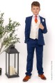 Boys Royal Blue & Ivory Suit with Orange Tie - Walter