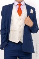 Boys Royal Blue & Ivory Suit with Orange Tie - Walter