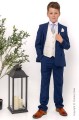 Boys Royal Blue & Ivory Suit with Silver Tie - Walter