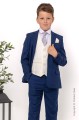 Boys Royal Blue & Ivory Suit with Silver Tie - Walter