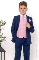 Boys Royal Blue & Pink Diamond Jacket Suit - Myles