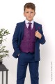 Boys Royal Blue & Purple Diamond Jacket Suit - Myles