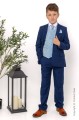 Boys Royal Blue & Blue Scroll Jacket Suit - Walter