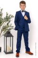 Boys Royal Blue Suit with Dark Green Dickie Bow - George