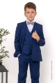 Boys Royal Blue Suit with Sage Green Check Dickie Bow - George