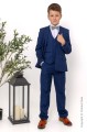 Boys Royal Blue Suit with Sage Green Textured Dickie Bow - George