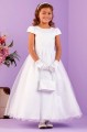 Peridot White Pearl Sparkle Tulle Communion Dress - Style Tiana