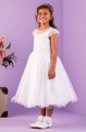 Peridot White Sparkle Tulle Tea Communion Dress - Style Lana