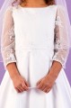 Peridot White Lace 3/4 Sleeve Communion Dress - Style Daisy