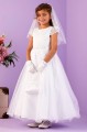 Peridot White Lace Sparkle Tulle Communion Dress - Style Heidi