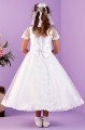 Peridot White Sequin Sparkle Tulle Communion Dress - Style Arabella