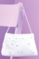 Peridot Girls White Pearl Flower Satin Bag - Style Joanne