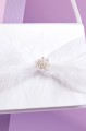 Peridot Girls White Pearl Feather Bow Satin Bag - Style Opal