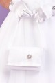 Peridot Girls White Diamant Feather Bow Satin Bag - Style Petunia