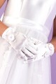 Peridot Girls White Pearl Sequin Flower Gloves - Style Flora