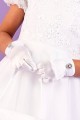 Peridot Girls White Diamant Bow Gloves - Style Dora