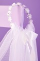 Peridot Girls White Diamante Flower Head Ring Communion Veil - Style Melanie