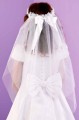 Peridot Girls White Diamante Flower Head Ring Communion Veil - Style Melanie