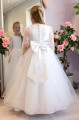 Peridot White Tulle 3/4 Sleeve Communion Dress - Style Gabrielle