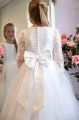 Peridot White Tulle 3/4 Sleeve Communion Dress - Style Gabrielle