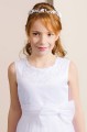 Girls Ivory or White Dotted Tulle Communion Dress - Style Kaila