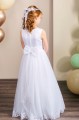 Girls Ivory or White Dotted Tulle Communion Dress - Style Kaila