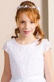 Girls Ivory or White Lace Tulle Communion Dress - Style Kailey