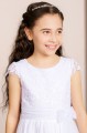 Girls Ivory or White Lace Chiffon Communion Dress - Style Kaitlin