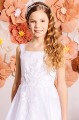 Girls Ivory or White Silk Organza Communion Dress - Style Kathrin