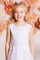 Girls Ivory or White Applique Floral Communion Dress - Style Katja