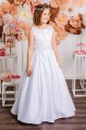 Girls Ivory or White Satin Communion Pocket Dress - Style Kecie