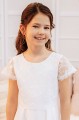 Girls White Floral Lace Organza Communion Dress - Style Keeva