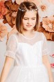 Girls Ivory or White Sweetheart Sequin Tulle Communion Dress - Style Keira