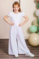 Girls Ivory or White Floral Lace Chiffon Communion Jumpsuit - Style Keke