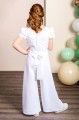 Girls Ivory or White Floral Lace Chiffon Communion Jumpsuit - Style Keke