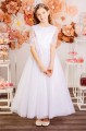 Girls Ivory or White Sparkly Tulle Communion Dress - Style Kiana