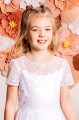 Girls Ivory or White Sparkly Floral Tulle Communion Dress - Style Klara