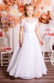 Girls Ivory or White Sparkly Floral Tulle Communion Dress - Style Klara