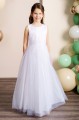 Girls Ivory or White Pearl Tulle Communion Dress - Style Konstanze