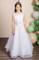 Girls Ivory or White Bow Organza Communion Dress - Style Ksenia