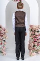 Boys Black Suit with Brown Check Tweed Waistcoat - Billy