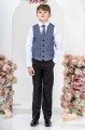 Boys Black Suit with Navy Check Tweed Waistcoat - Archie