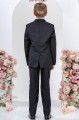 Boys Black Suit with Navy Tartan Check Tweed Waistcoat - Louie