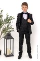Boys Black Double Breasted Velvet Lapel Tuxedo Suit - Dawson